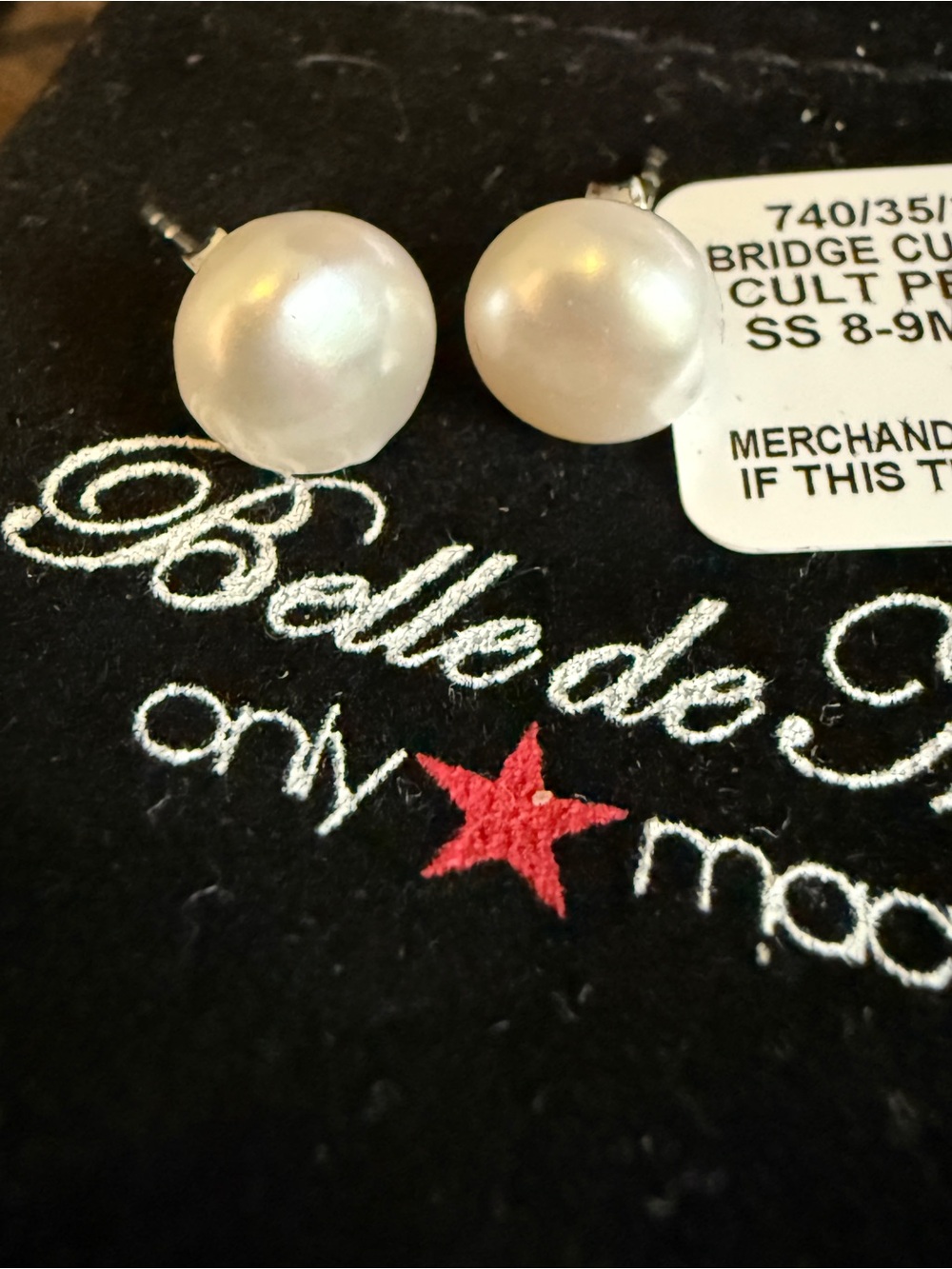 Macy's White Cultured Pearl Stud Earrings - NWT